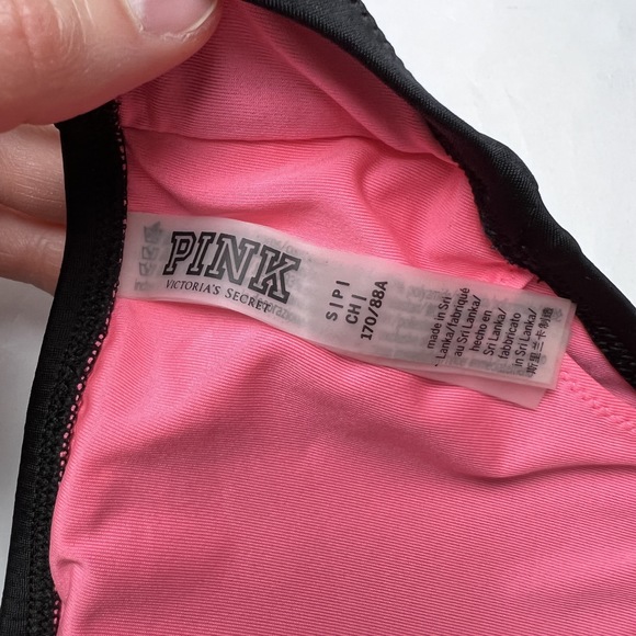 Pink Victoria's Secret Swimsuit Top Black with Pads Halter Small - Picture 5 of 7